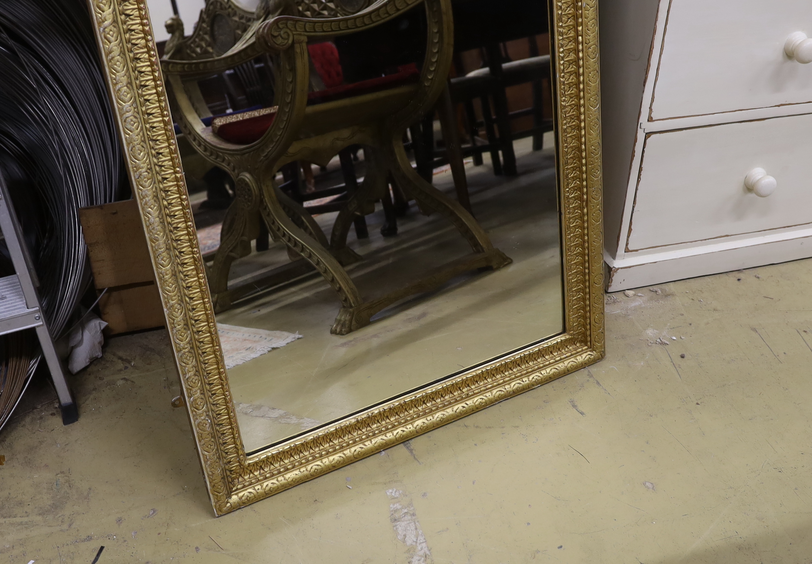 A Victorian rectangular giltwood and composition wall mirror, width 78cm, height 140cm